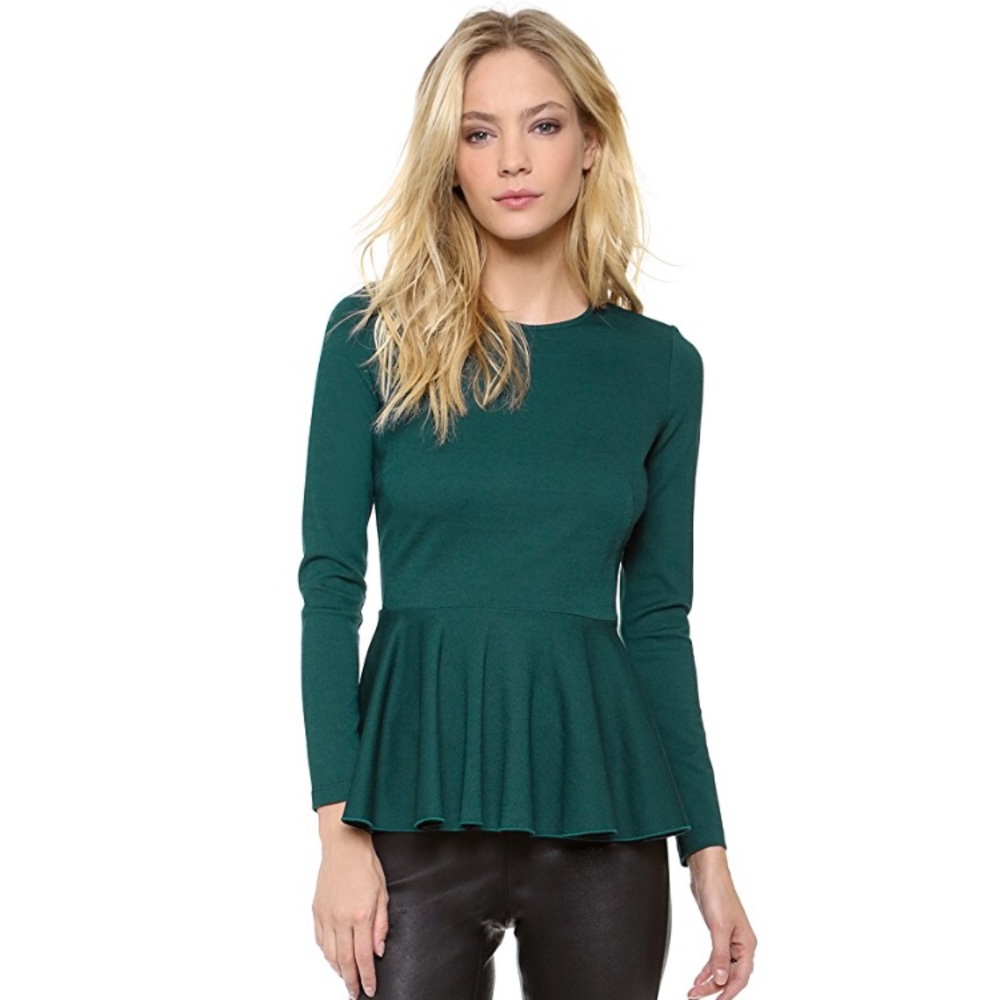 Torn By Ronny Kobo Green Rita Peplum Top, Size L